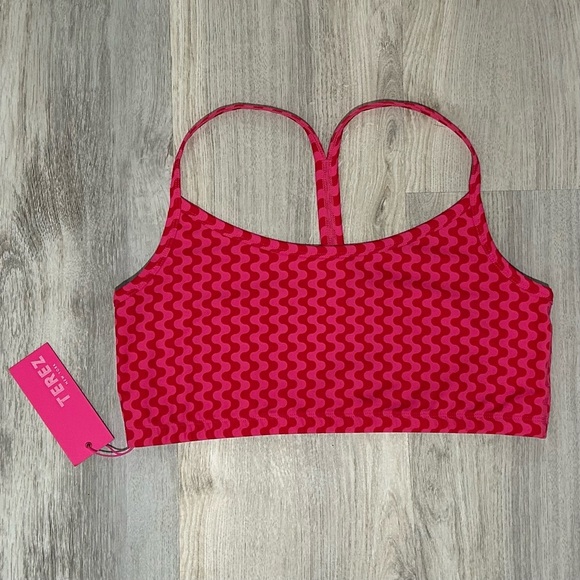 NWT Terez TLC Athletic Bralette Low Support Sports Bra Pink American Pop Size XL - Picture 1 of 5